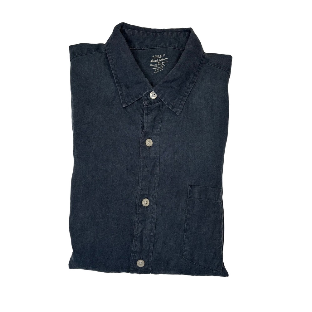 J. Crew Baird McNutt Irish Linen Shirt Mens Large L Slim Fit Blue